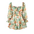 thumbnail image 1 of Nouvelle Arrivée Combinaison Florale Dos Nu Mode Col Carré Manches Longues shorts, 1 of 4