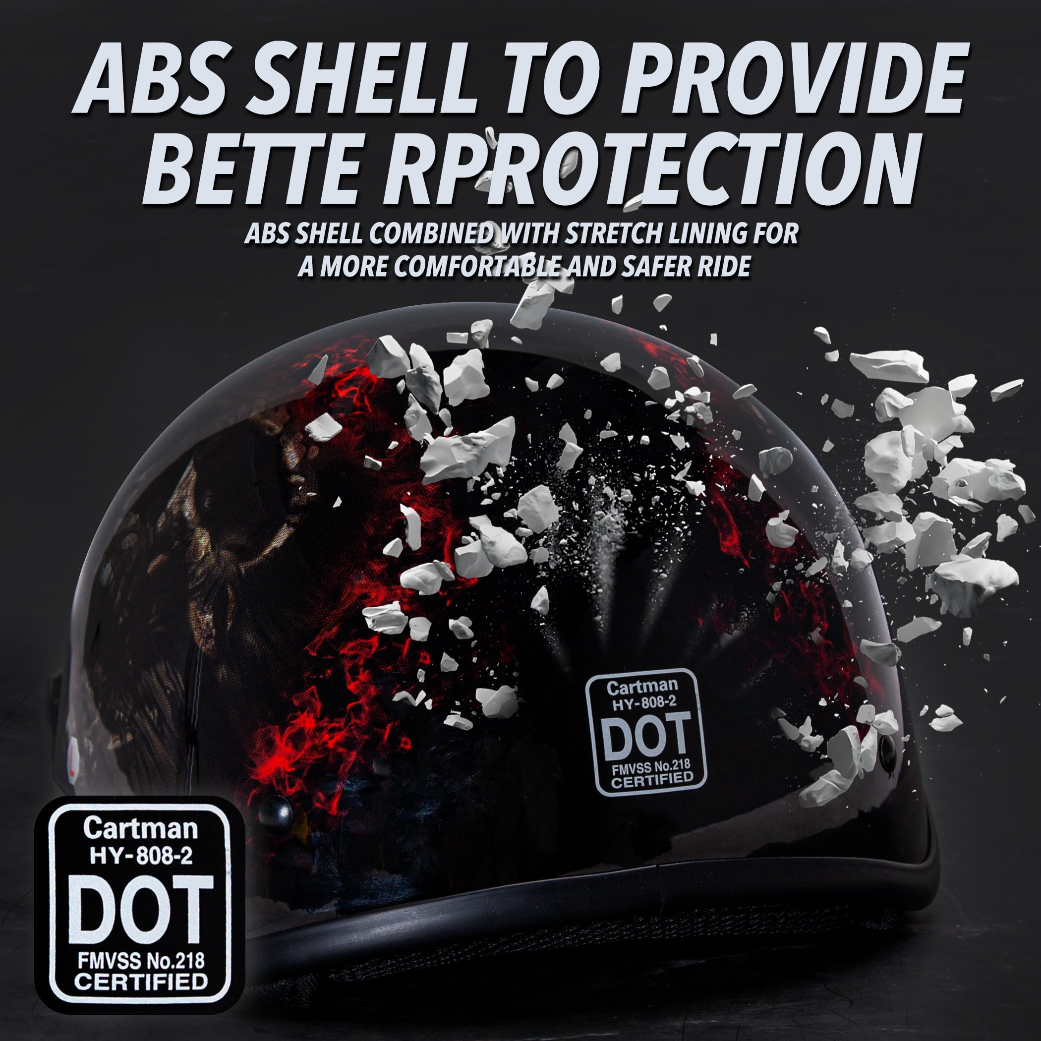 Cartman Cruiser Scooter Motorcycle Half Face Helmet, Red Skull USA Graphics, DOT Approved for Scooter ATV UTV Chopper,X-Large