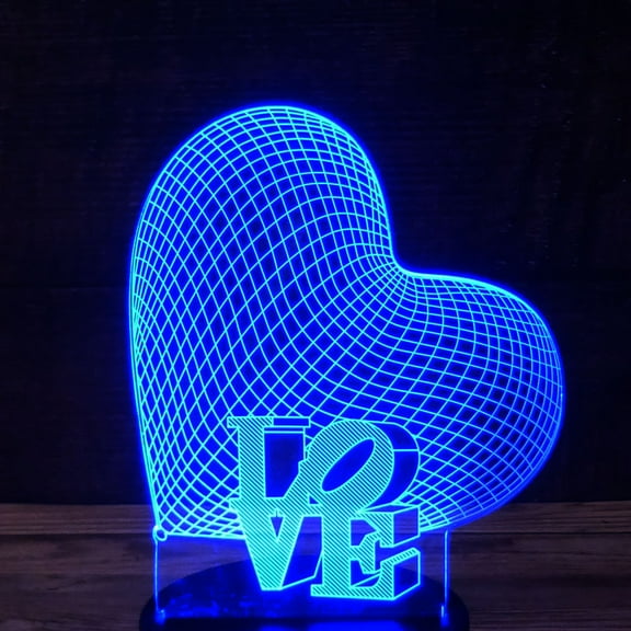 3D Romantic Love Heart Acrylic for Lamp Base (Acrylic Only. Base Not Included)