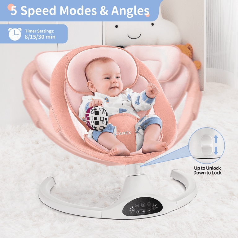 Baby Swing For Infants | Electric Bouncer For Babies,Portable Swing For Baby Boy Girl,Remote Control Indoor Baby Rocker With 5 Sway Speeds,1 Seat Positions,10 Music And Bluetooth Black