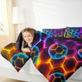thumbnail image 4 of jejeloiu Football Soccer Sport Bedding Comforter Set,Colorful Geometric Hockeycomb Hexagon Twin Comforter Sets,Blue Purple Orange Bedding Set For Boys Kids,Ultra Soft Home Decor Reversible,2pcs, 4 of 8