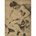 thumbnail image 2 of Guercino 14x18 Gold Ornate Wood Frame and Double Matted Museum Art Print Titled - Study of a Seated Young Man (1619), 2 of 4
