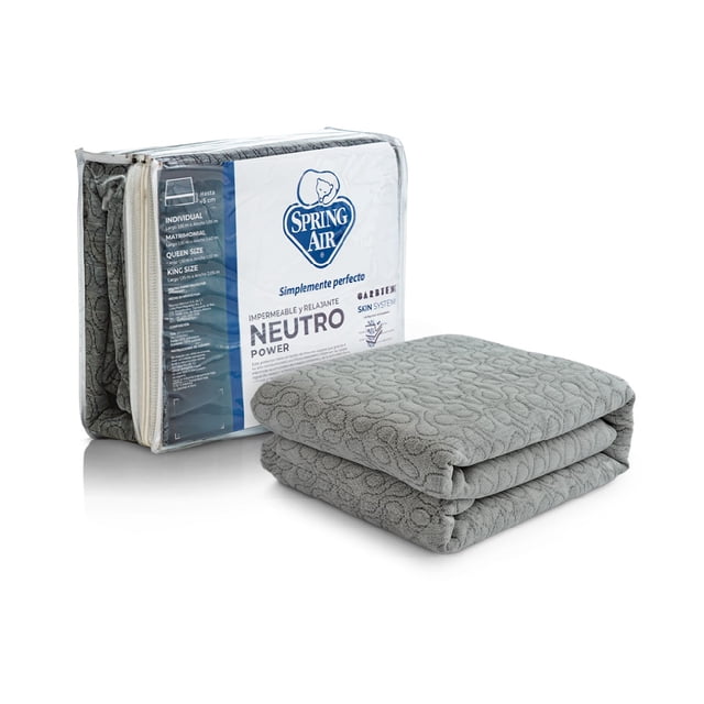 Protector de Colchón SPRING AIR NEUTRO POWER | Impermeable con Hilos de Carbón Antiestrés, Tecnología Skin System Fresca.