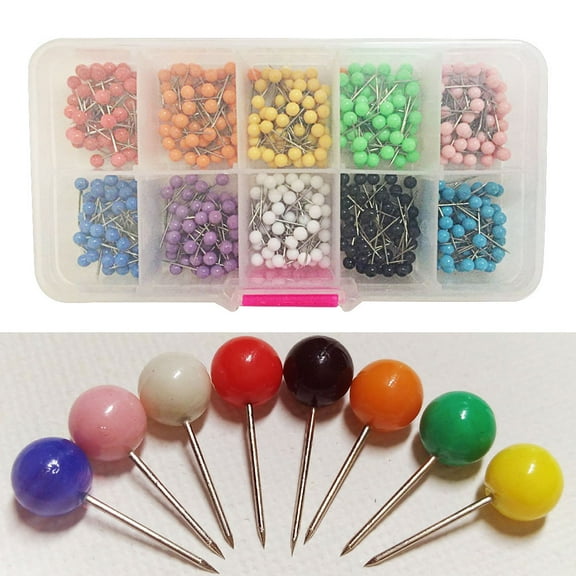 KONTONTY 600Pcs Assorted Color Drawing Pins for Travel Maps Fabric and Bulletin Boards