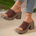 thumbnail image 5 of SACFOF Knit Heeled Sandals for Women, Comfortable Fashion Summer Sexy Open Toe Increase Height Slip On Beach Block Heel Slippers for Outdoor Indoor Party, 5 of 6
