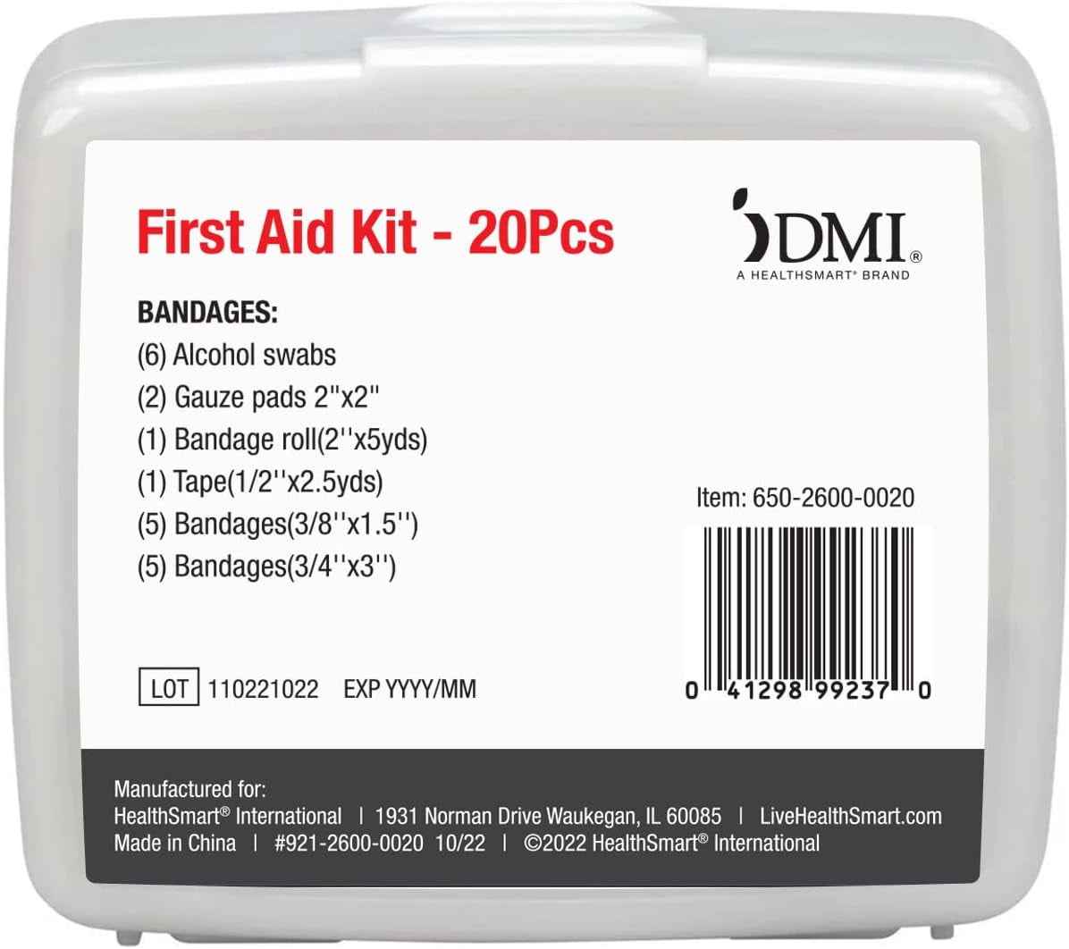 DMI Mini 20-Piece First-Aid Kit, 10 Kits (200 total pieces)