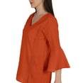 thumbnail image 6 of Moomaya Bell Sleeve Cotton Tunic For Womens V-neck Plain Summer Schiffli Top, 6 of 8