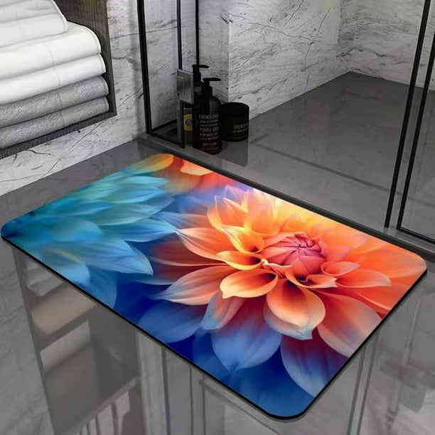 Cojines para pies con diseño de flores de diatomeas, alfombrilla para baño con absorción de agua y antideslizante, alfombrilla para secar, alfombrilla para baño, alfombrilla para interiores, almohadil