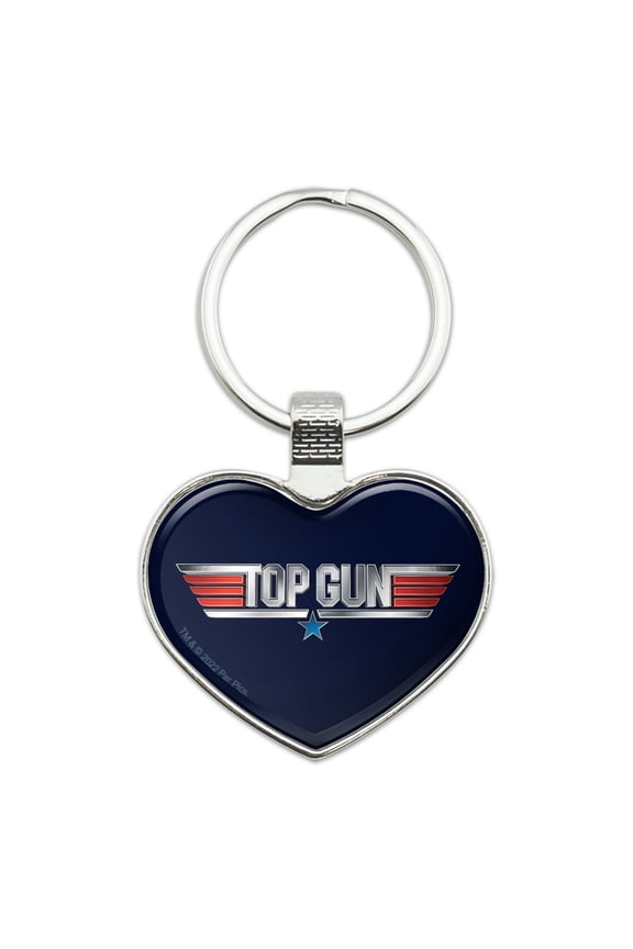 Top Gun Rendered Logo Keychain Heart Love Metal Key Chain Ring