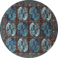 thumbnail image 1 of Ahgly Company Indoor Round Oriental Light Blue Industrial Area Rugs, 6' Round, 1 of 4