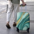 thumbnail image 3 of Teal and Gold Marble Flow Lines Pattern Luggage Cover Fashion Suitcase Cover Baggage Covers Fit 25-28 Inch Luggage (Go Travel), 3 of 5
