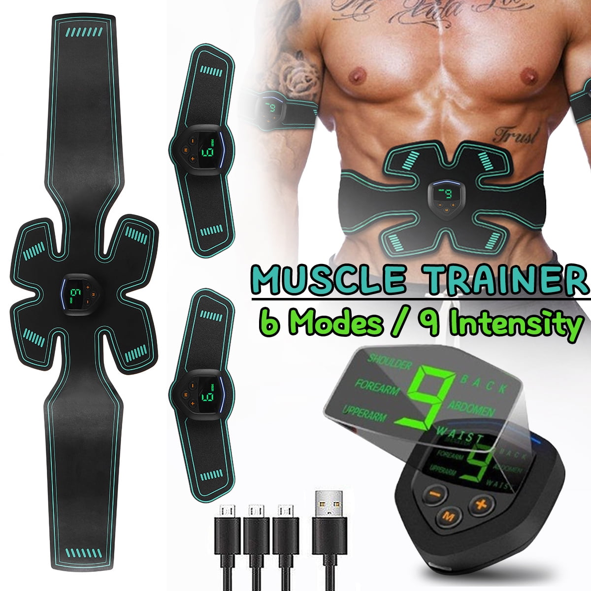 USB Rechargeable Electric Abdominal Muscle Stimulator Slimming Massage