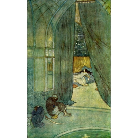 Magic Gathering Arabian Nights He saw black slaves lying asleep Illustration by Edmund Dulac for The Story of The Magic Horse From The Arabian Nights published 1938 Poster Print by Hilary Jane Morgan Design Pics ()