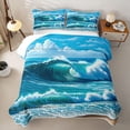 thumbnail image 2 of Manfei Large Ocean Wave Twin Quilt Set,Bright Cloud Twin Coverlet Set,White Blue,2-Piece, 2 of 7