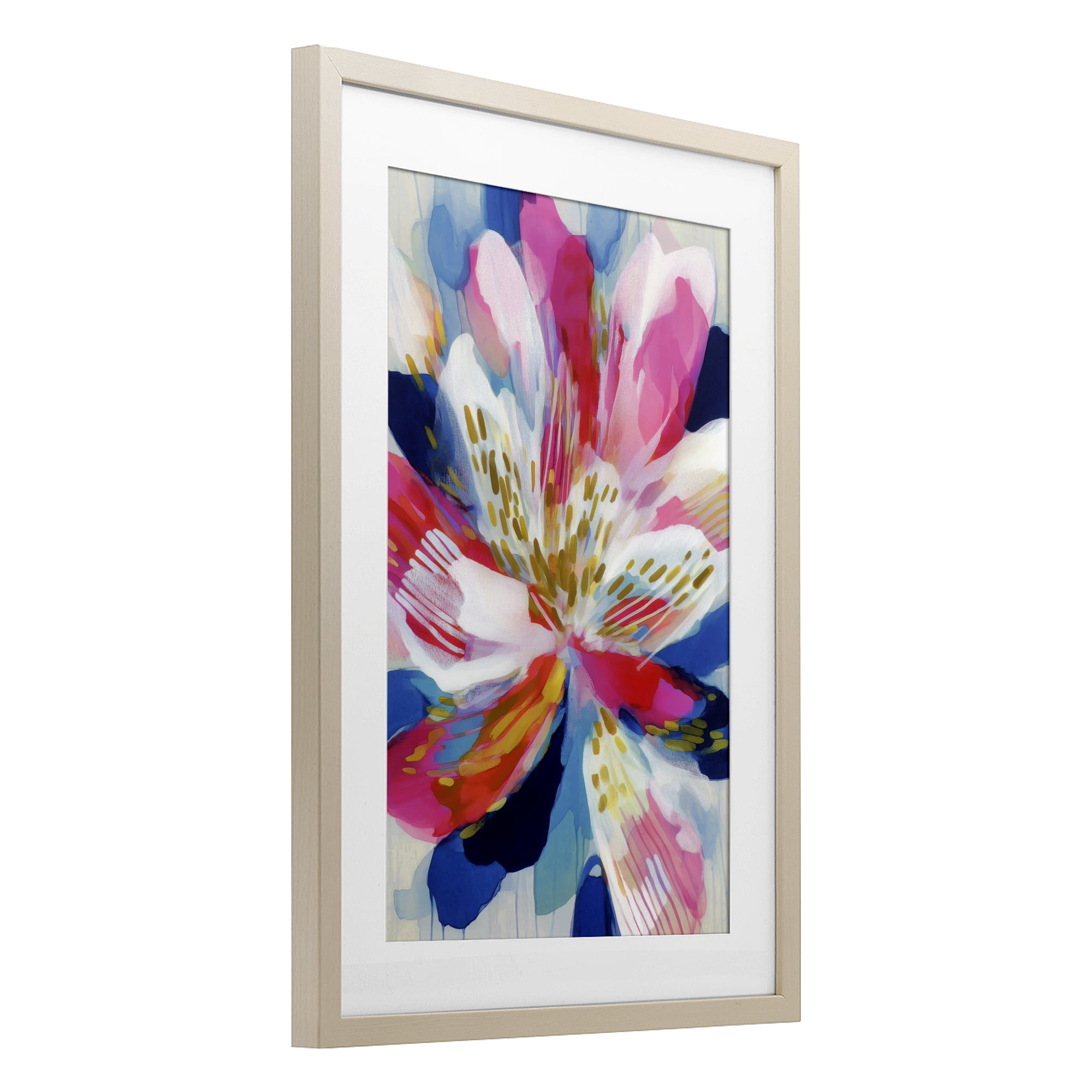 Stupell Industries Lily In Pink & Blue Birch Framed Print Under Glass, design by Chromatic Storm Studio