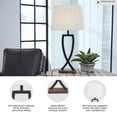 thumbnail image 3 of Signature Design by Ashley Makara Metal Table Lamp Set (2), Black/Brown, Modern Lamps with Wood Base and Rectangular Shade, 3 of 5