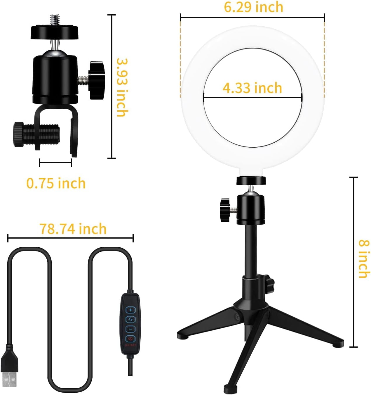 Desk Ring Light for Zoom Meetings - Video Conference Lighting Kit for Laptop Computer, 6” Clip on Table LED Light Lamp with Tripod Stand for Video Recording, Remote Working, Gaming, Vlogging