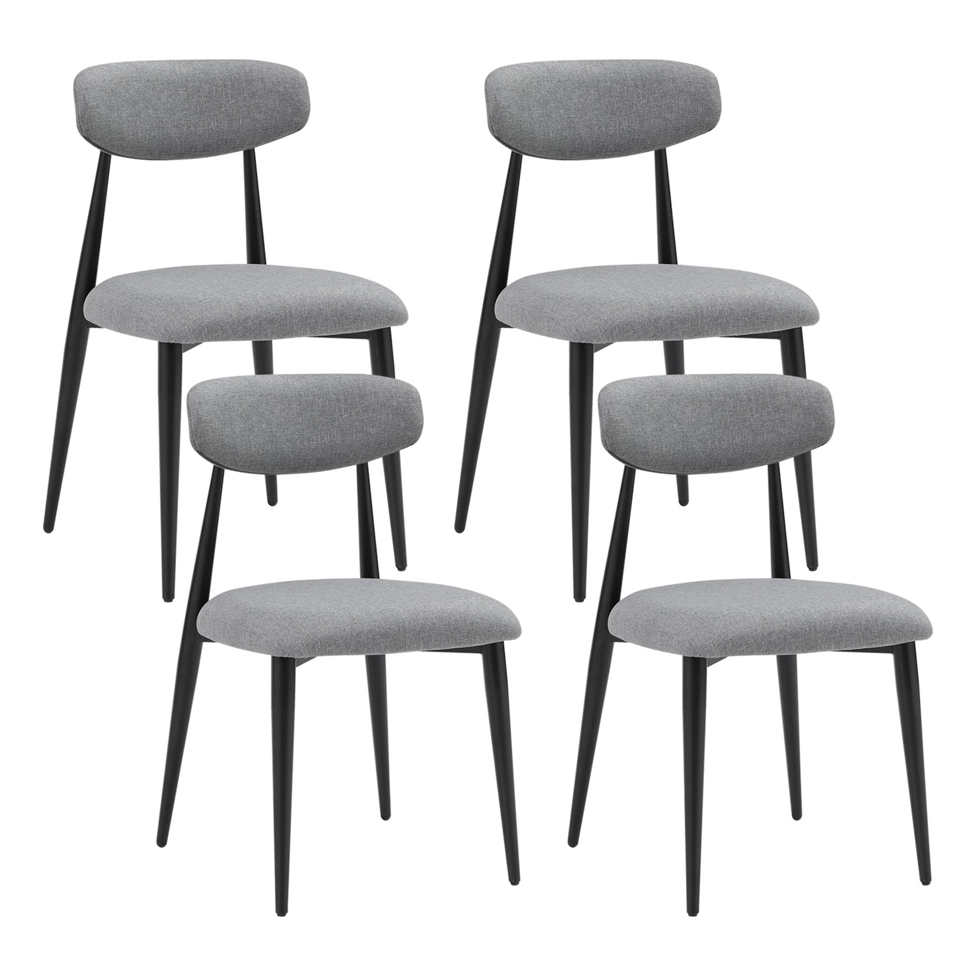 Kadyn Modern Dining Chairs Set of 4, Dining Room Chairs with Curved Backrest Round, Upholstered Kitchen Chairs for Living Room, Gray