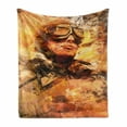 thumbnail image 1 of Vintage Airplane Soft Flannel Fleece Blanket, Abstract Portrait Male Pilot with Fighter Plane Pastel Color Dramatic Sky, Cozy Plush for Indoor and Outdoor Use, 70" x 90", Multicolor, by Ambesonne, 1 of 6