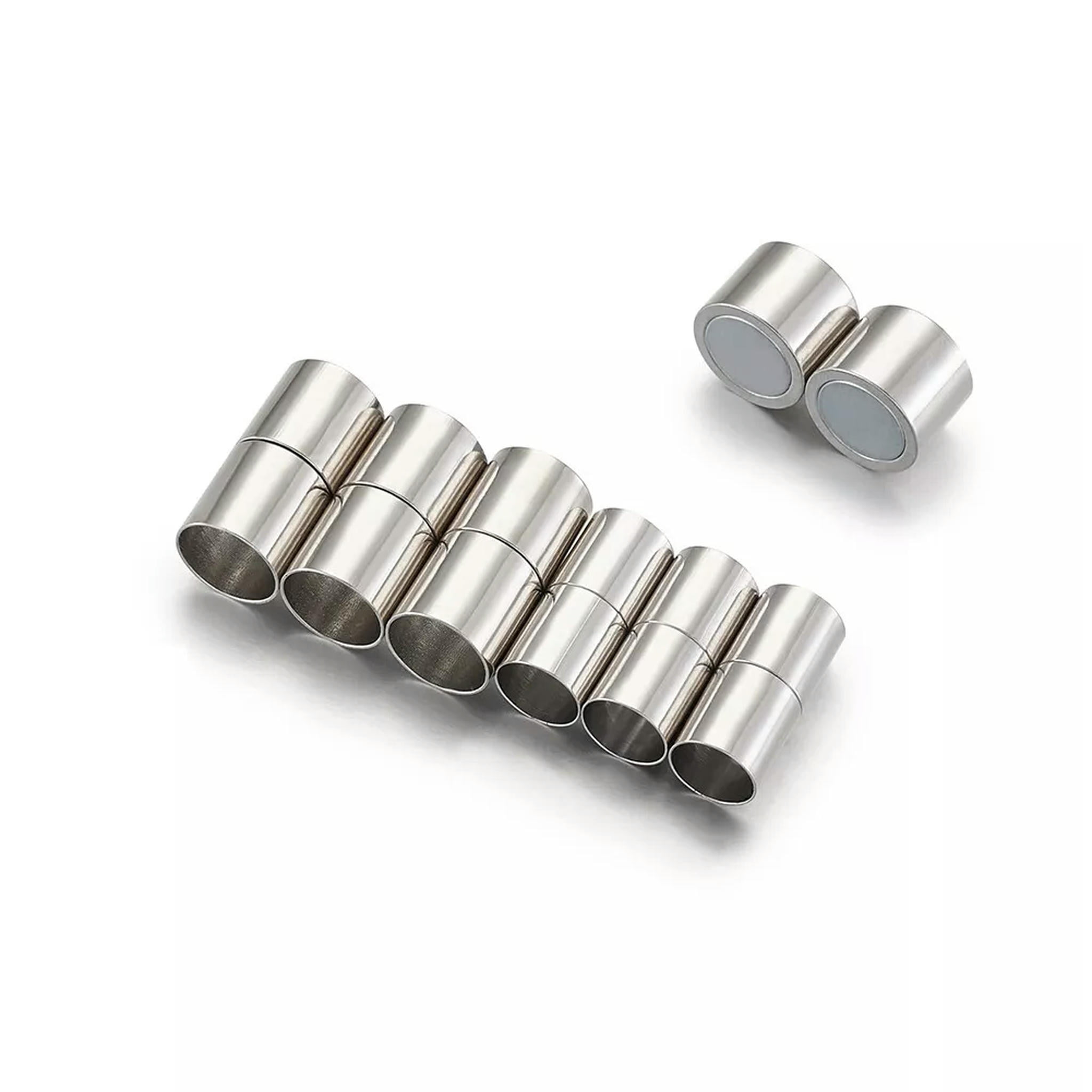EOEMY 15Pcs Platinum Brass Magnetic Column Clasps Tube Leather Cord End Caps 20~22mm