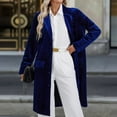 thumbnail image 2 of CharmCyan Women’s Long Sleeve Velvet Open Front Coat with Notched Lapel and Patch Pockets for Office Casual Wear Blue M, 2 of 2