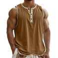 thumbnail image 2 of Sokhug Men's Henley Sleeveless Tank Top Color Block Summer Gym Workout Shirt Muscle Tee for Bodybuilding Fitness Training, 2 of 8