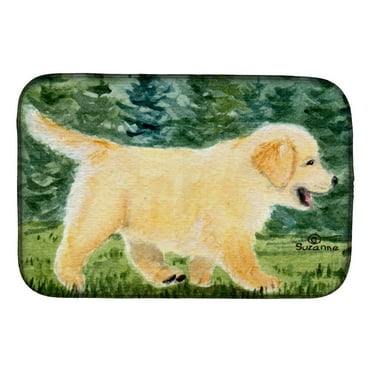 Tappetino Asciuga Piatti Decorativo Cane Labrador Retriever - 35,6x53,3 Cm - Assorbente In Poliestere Con Tema Autunno - 2