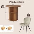 thumbnail image 3 of Hawsaiy 3-Piece Dining Table Set for 2, 31.5" Round Dining Table Set with 2 Upholstered Dining Chairs, Modern Farmhouse Table Set for Dining Room (Walnut+Beige), 3 of 9