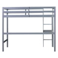 thumbnail image 6 of Miniyam Twin Loft Bed with Desk and Ladder, Rubber Wood Kids Bed with Guardrails, Gray, 6 of 7