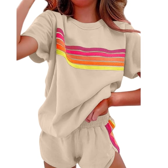 Aimik Summer Womens Plain 2 Piece Sets Fashion Crew Neck Short Sleeve Tops and Shorts Casual Women's Suit Loose Comfort Sets