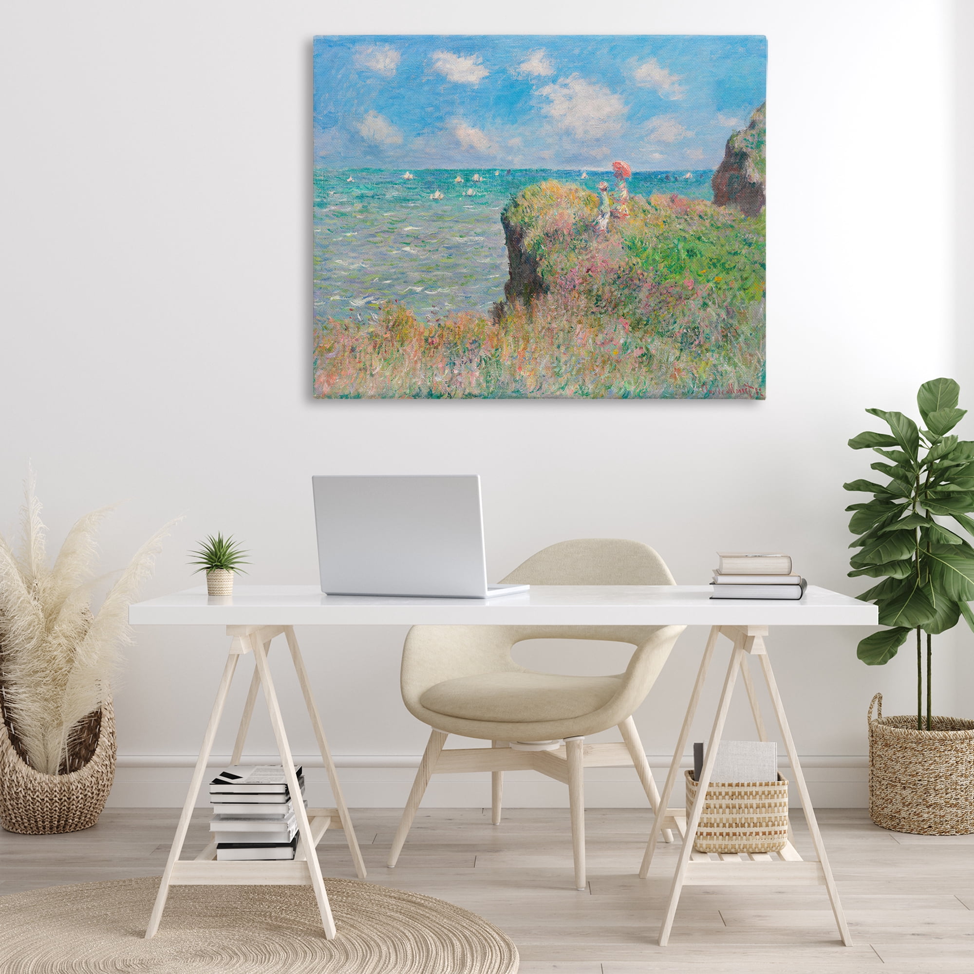 Stupell Industries Classic Monet Cliff Walk Landscape & Nature Painting Wrapped Canvas Art Print Wall Art, 48 x 36