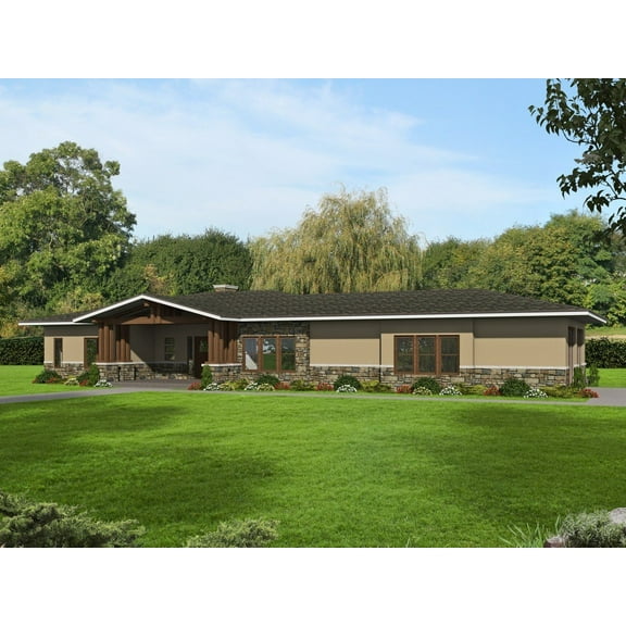 001-3744: Pavilion 3 Bed, 3 Bath Luxury Home Plan, 2210 Sq Ft: Full Blueprints with License to Build by Home Plan Marketplace - Lesuto