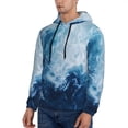 thumbnail image 3 of Fotbe Men's Hoodie with Abstract Ocean Waves Pattern - Kangaroo Pocket Pullover Hooded Sweatshirt, Perfect for Daily Wear, Travel, and Home-Large, 3 of 7