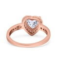 thumbnail image 2 of Blue Apple Jewelry Co. Rose Tone,Simulated CZ Size-7 Heart Women Ring Halo Round 925 Sterling Silver, 2 of 7