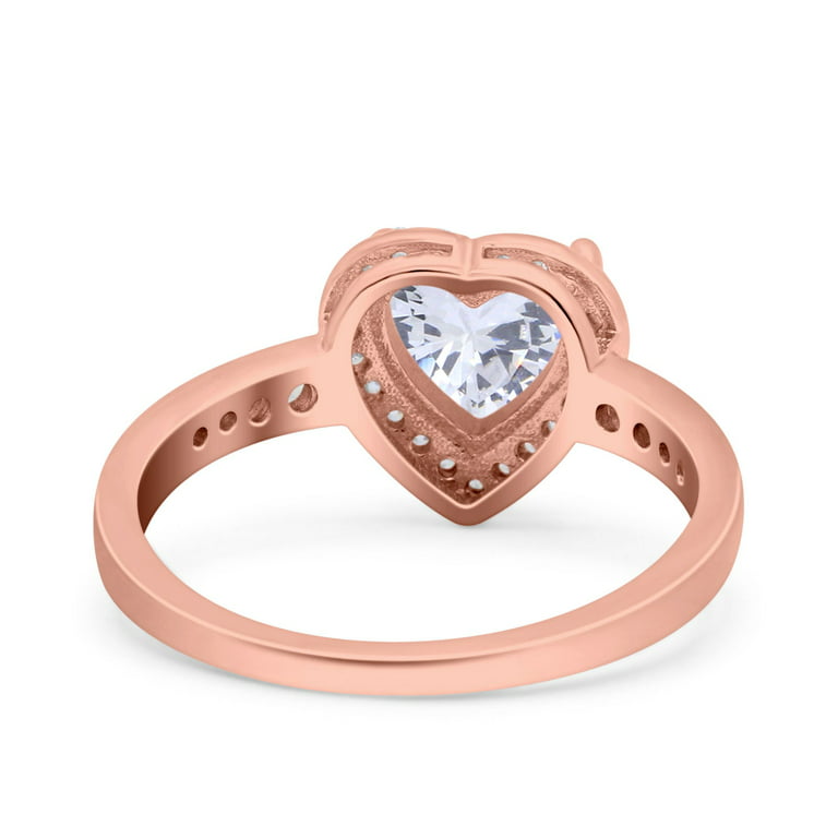 Pink Cubic Zirconia Heart Promise Ring 925 Sterling Silver Size 15, Women's