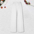 thumbnail image 4 of Arlun Womens Wide Leg Flowy Drawstring Palazzo Linen Pants Summer Beach Casual Elastic High Waisted Loose Trousers Soft Lightweight Breathable Leisure Pant White XL, 4 of 4