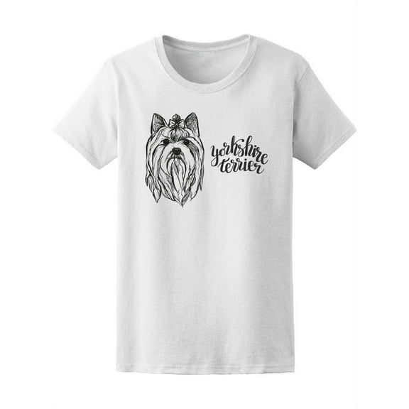 Yorkshire Terrier Dog Sketch T-Shirt Women -Image by Shutterstock, Female Large