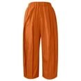 thumbnail image 3 of Womens Slacks Womens Casual Pants Wide Leg Trousers With Elastic Cropped Culottes​ Womens Casual Pants Orange XL, 3 of 4