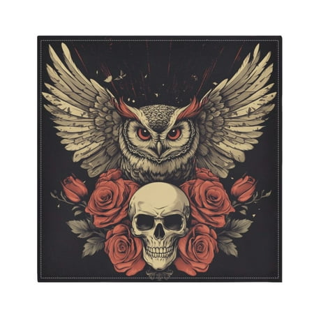 

WOBOGO Owl Holding Skull Pattern Cloth Napkins 1 Piece Soft Elegant Touch Durable Absorbent Quick Drying for Elegant Dining