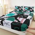 thumbnail image 4 of Castle Fairy Baseball Collage King Sheets 4pcs, Sport Theme Checkered Bedding, Teal Red Black,1 Fitted Sheet, 1 Flat Sheet and 2 Pillowcases, 4 of 6