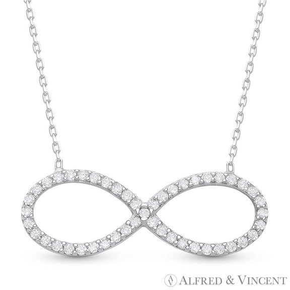 Figure 8 Infinity Charm CZ Crystal Pendant & Chain Necklace in .925 Sterling Silver
