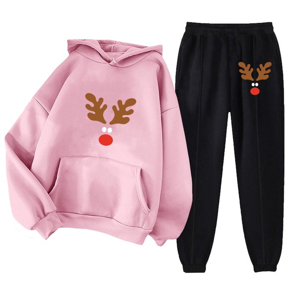 Puntoco Sudadera con Capucha para Mujer Sudadera con Bolsillo De Manga Larga Conjunto De Sudadera Estampada con Pantalones De Moda para Mujer Puntoco Puntoco-7044