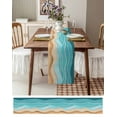 thumbnail image 3 of nqOlkjepod Turquoise Beach Table Runner 90 Inches Long Farmhouse Dress Scarves, Abstract Ripple Gradient Ocean Sand Dining Tablerunner for Coffee Table/Kitchen Island/Party Décor, 13" x 90", 3 of 8
