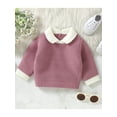 thumbnail image 3 of aturustex Infant Baby Boys Girls Cozy Knit Sweaters 0-9M Newborn Long Sleeve Pullover Lapel Collar Sweatshirts Contrast Color Thick Warm Knitwear Tops Toddler Fashion Casual Daily Fall Winter Clothes, 3 of 7