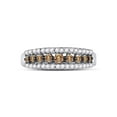 thumbnail image 2 of 10kt White Gold Womens Round Brown Diamond Triple Row Band Ring 1/2 Cttw, 2 of 4