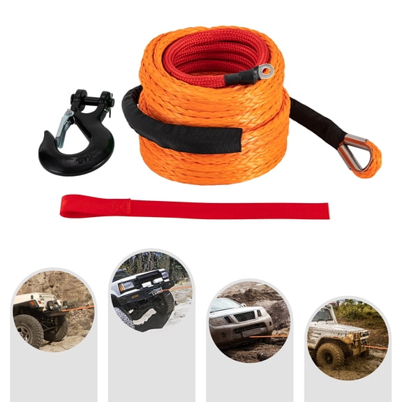 Synthetic Winch Rope 3/8" x60 Ft Winch Rope 3/8 Heavy Duty Winch Cable 19,854 Lbs Breaking Strength Synthetic for SUVs Jeeps Trucks ATVs UTVs