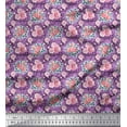 thumbnail image 1 of Soimoi Tissu en Coton Canard Feuilles & Roses Imprimé Floral 1 Yard 56 Pouces de Large, 1 of 3