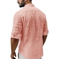 thumbnail image 5 of Men's Long Sleeve Shirt V Neck Casual Button Down Blouse Solid Color Loose Tops Comfy Lightweight Tee, 5 of 6