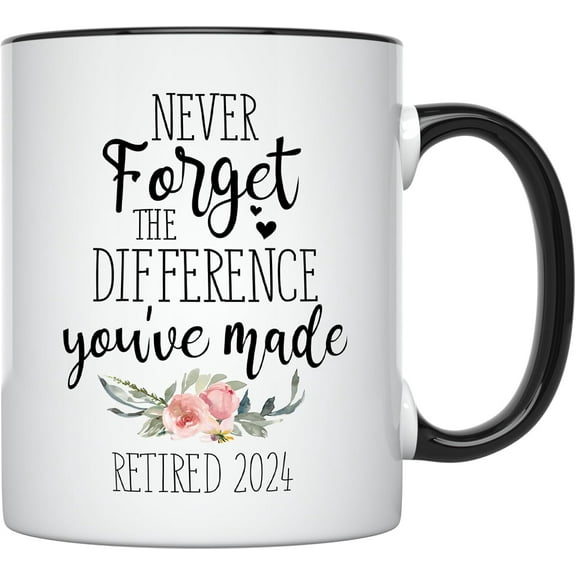 YouNique Designs Retirement Mug for Women 2024, 11 Ounces, Female Retirement Coffee Mug, Retired Cup for Women, Happy Retirement Mug for Coworker (Black Handle)