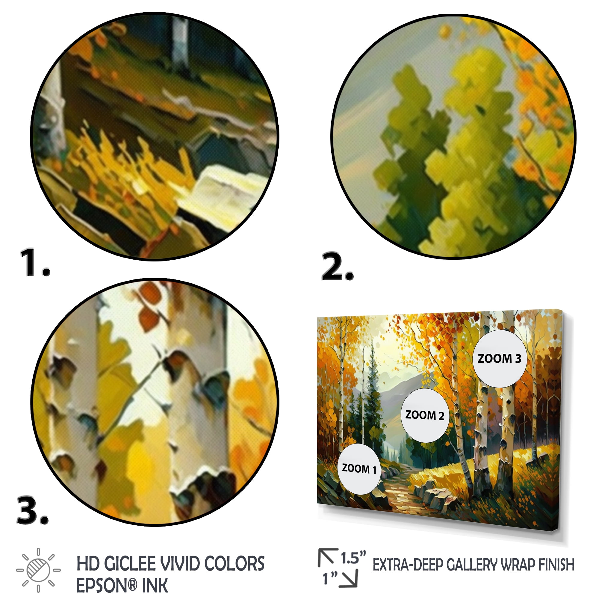 Designart Golden Birch Woods III Canvas Wall Art